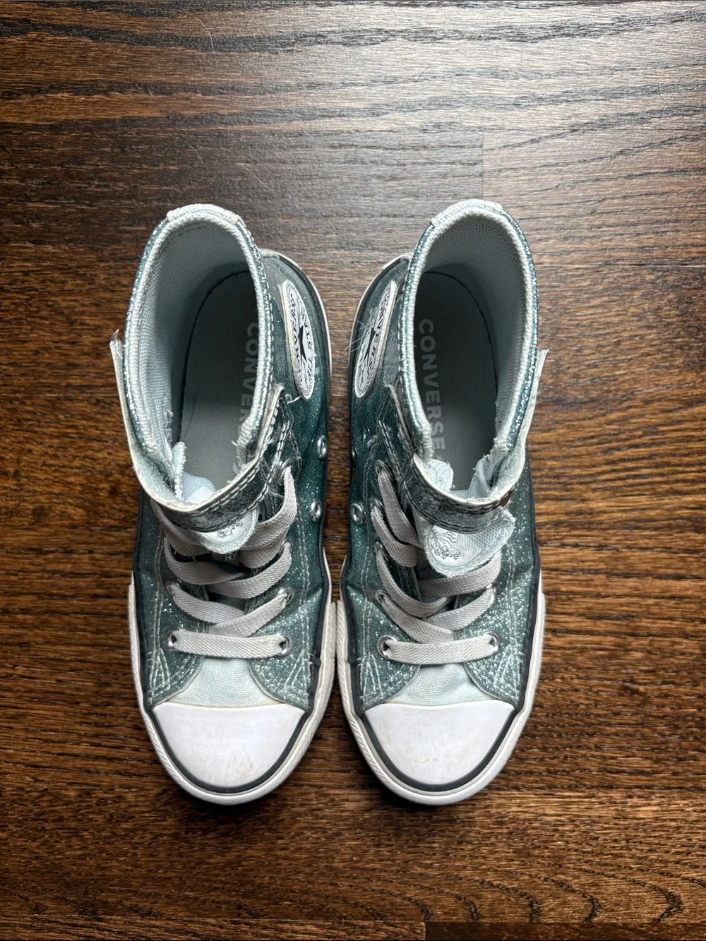 Converse Kids High Top Sneakers - Light Blue Glitter